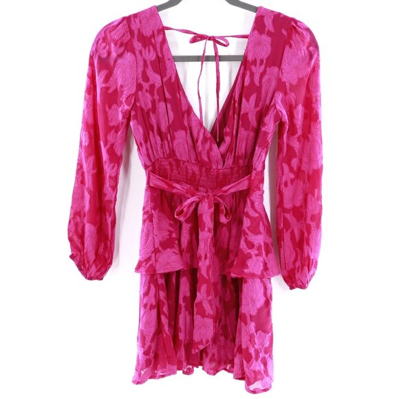 Band Of The Free Fuchsia Peplum Mini Dress Womens XSmall Granny Boho Gypsy NWT - Picture 4 of 11